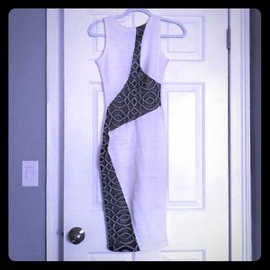 White dress with  black lace cut out